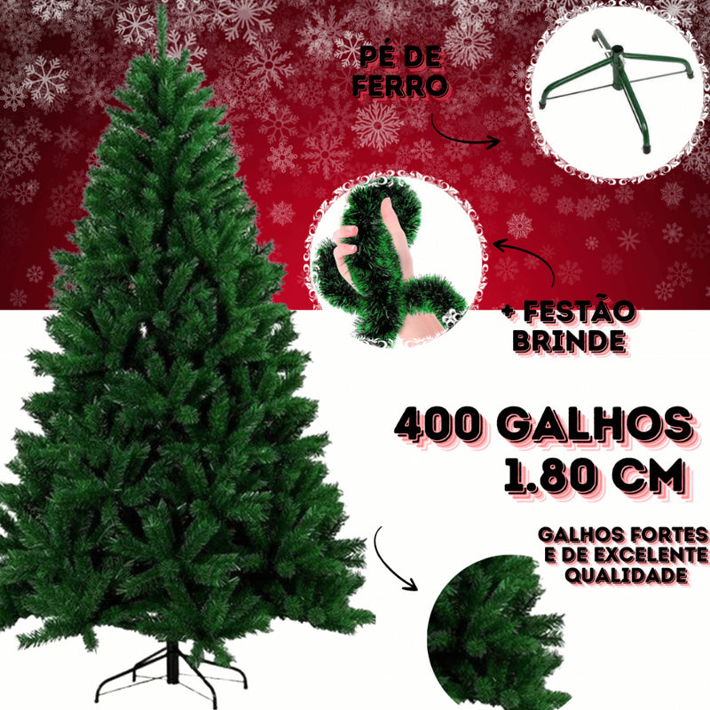 Árvore de natal premium pinheiro 180cm C/ 400 Galhos